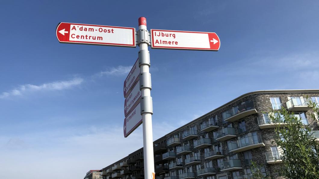 Zeeburgereiland, bord voor Fietsers, Oost, IJburg, Almere
