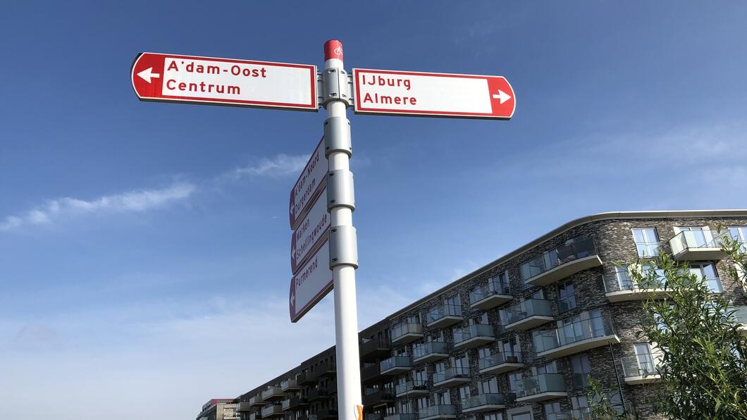 Bord voor fietsers Zeeburgereiland: Oost IJburg Almere 