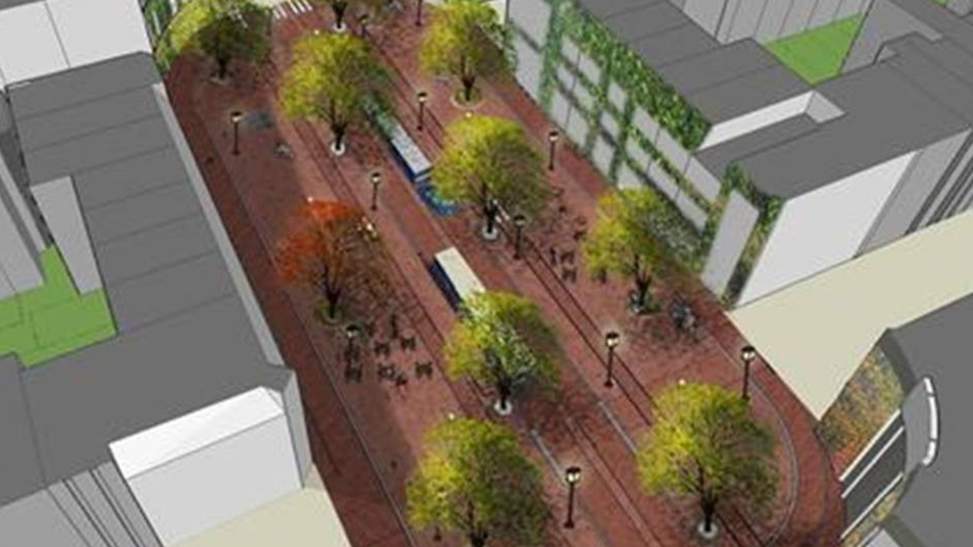 Artist impression van het nieuwe Beukenplein